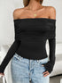 'Yarrow' Off Shoulder Ruched Crop Top - Celes Fashion